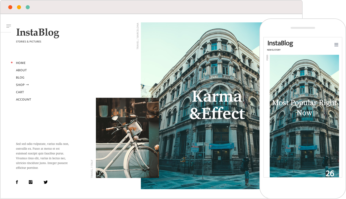 Brand new minimalist blogging WP theme for Instagram lovers