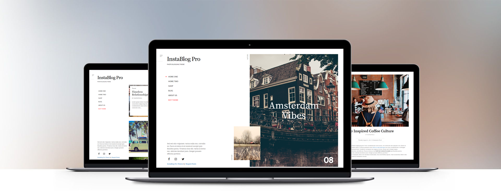 instablog minimalist social blogging wordpress theme